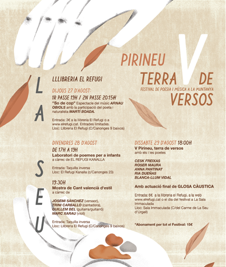 La Seu d'Urgell donarà el tret de sortida a la V edició del festival Pirineu, Terra de Versos  | 